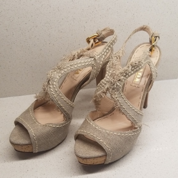 Prada Shoes - PRADA MILANO denim heeled sandals (size 7)